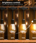 96Ft Led Outdoor String Lights With 32 S14 Vintage Edison Bulbs IP65 Waterproof Dimmable shown with brightness control