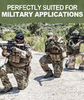 Kickass Drop In Arc Adapter For Peltor Shooting Earmuffs featuring soldiers using tactical gear in military training. Stealth Black.