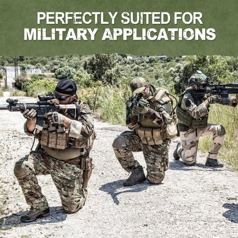 Kickass Drop In Arc Adapter For Peltor Shooting Earmuffs featuring soldiers using tactical gear in military training. Stealth Black.