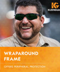 Nemesis Safety Glasses with IRUV Shade 5.0 Lenses in Black Frame, ANSI Z87.1 Plus Certified Eye Protection worn by man smiling