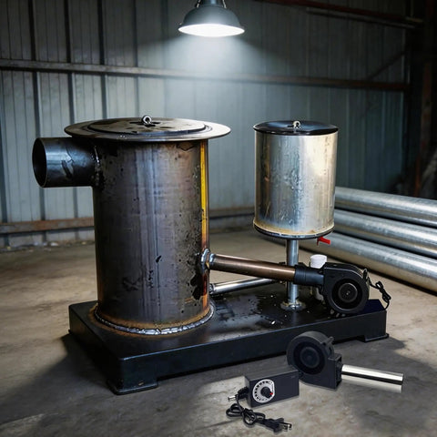 Rock Solid Centrifugal Blower Fan With Variable Speed Controller 97 Mm X 33 Mm for venting with stainless steel and duct connections.