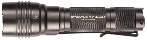 HL-X 1000 Lumen Tactical LED Flashlight With Ten-Tap Programmable Power Modes, Black, side view showing textured grip.