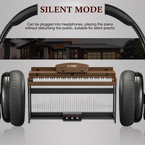 88 Key Digital Piano Keyboard With Metal Stand Full Size Electric Piano For Beginners And Adults Jam At Home With Headphone Jack 3 Pedals Soft Sustain Sostenuto LCD Display 80 Demo Songs Walnut Finish.