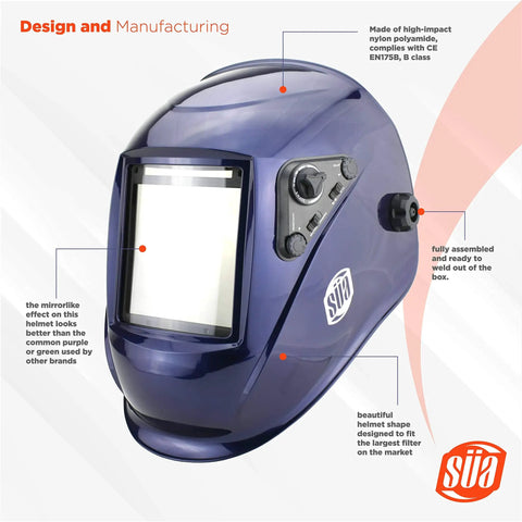 Auto Darkening Welding Helmet With 4x4 True Color Viewing Window Photovoltaic Solar And Battery Powered Filter Four Darkening Sensors Ergonomic Headgear Blue Built For Pros And DIYers Seeking Maximum Clarity And Safety