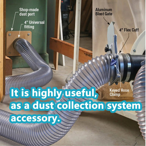 Dust collection setup showing 2 Pack 2.5 Inch Dust Control Flex Hose Cuff Connectors For Dust Collection Hose Fits 2-1/2 Inch Systems