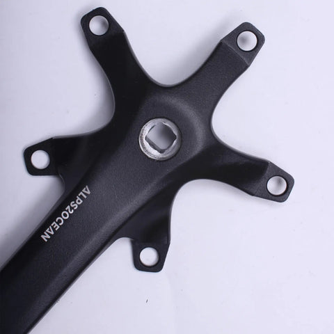 Black aluminum alloy Beefy Universal Bike Crank Arm Set with square hole crankset, showing 130mm BCD mount interface.