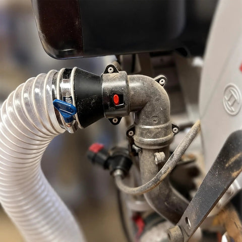 Upgrade Your Shop Vibe With This Ultimate 2.25 Inch Vacuum Hose Adapter For Bosch Click And Clean Dust Collection System featuring a blue locking ring.