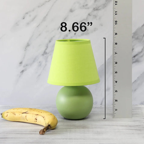 Yellow Mini Ceramic Globe Table Lamp With Matching Fabric Shade, Cozy Dorm Vibe Or Living Room Accent Light, 8.66 Inch Tall
