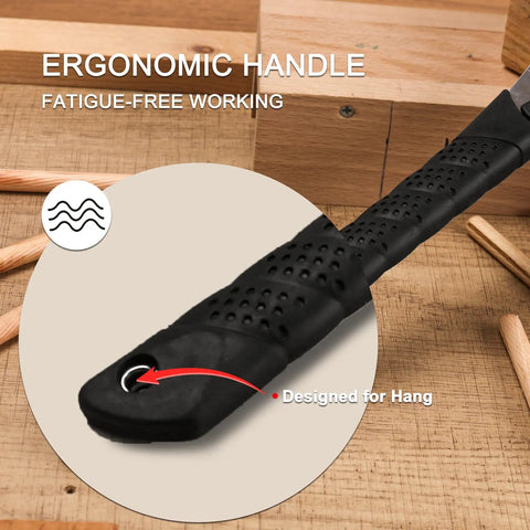 Foldable 9 Inch Kataba Pull Saw ergonomic handle, SK5 steel, for dowel, hardwood, and softwood woodworking projects.