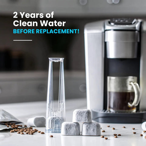 12 Pack Universal Replacement Filters For Coffee Machines Using K Cups near a coffee maker