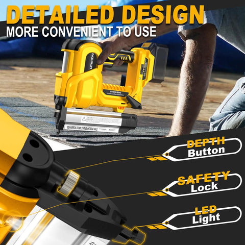 Straight Shooting Heavy Duty Cordless Brad Nailer And Staple Gun Workhorse combining adjustable depth controls and detailed design.