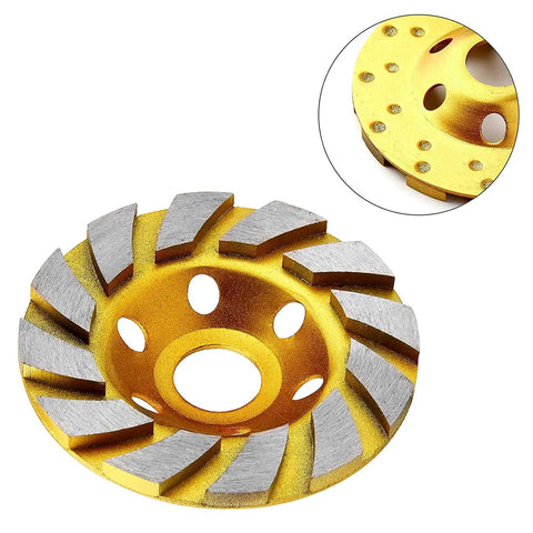 5 Piece Turbo Diamond Grinding Cup Wheels For Angle Grinders 4 Inch with 12 segment heavy duty rim for concrete and tile.
