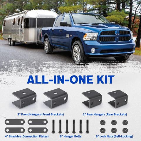 Trailer Leaf Spring Hanger Kit For One And Three Quarters Inch Springs, Single Axle, 2000 To 7000 Lbs shown with components on road