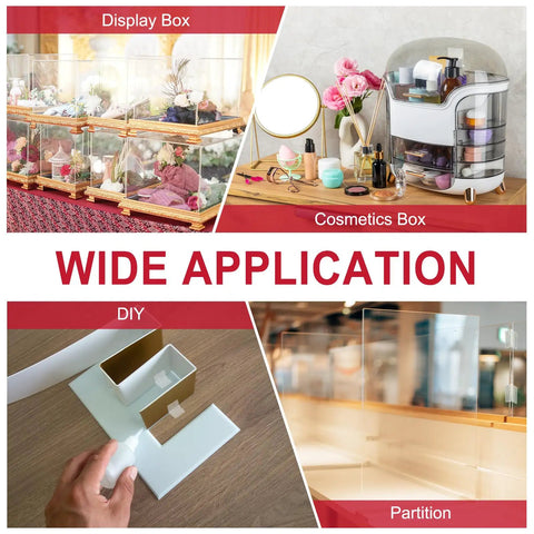 Hella Secure Clear Acrylic Piano Hinges For Furniture And Aquariums No Drama Self Adhesive Continuous Flexible Folding Tape 100 X 35Mm Pack Of Four Transparent Finish used in various display boxes for DIY projects.
