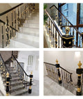 Rock Solid Modern Square Metal Balusters For Glass Railing With No Stress Floor Mount Brackets Heavy Duty Aluminum Spindles Complete Deck Stairway Guardrail Kit Top Shelf Modern Design on elegant stair railing.