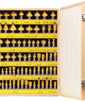 Seventy Piece Router Bit Set With Half Inch Shank Pro Grade Tungsten Carbide Woodworking Bits in open wooden box display
