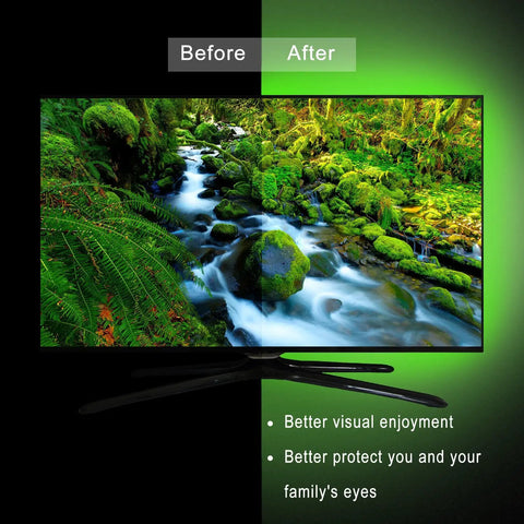 TV Backlight LED Strip For 32 To 65 Inch TVs, USB RGB Light Strip enhancing TV display with vivid colors and ambient lighting effect