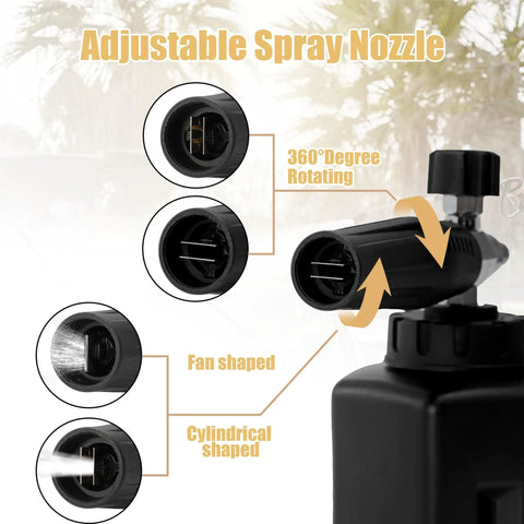 Adjustable Foam Cannon For Pressure Washer With Big Mouth Snow Foam Lance showcasing 360-degree rotating nozzle.