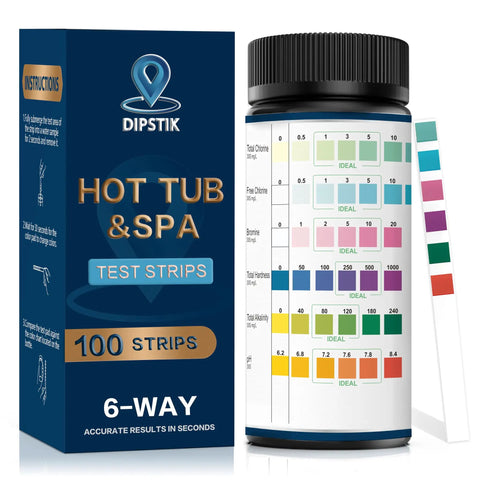 6 In 1 Pool And Spa Test Strips For Quick Water Checks Of pH Hardness Bromine And Chlorine With 100 Counts Pack For Hot Tubs Pools And Spa Maintenance