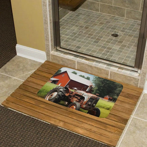 Thick Soft Absorbent Farm Tractor Bath Rug Mat With Non Slip Backing Ultra Absorbent Coral Fleece Bathroom Rugs On Tile Floor