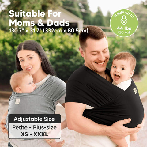 Parents using D Lite Baby Wrap Carrier Ring Sling For Newborn To Toddler with ergonomic comfort and breathable fabric outdoors.