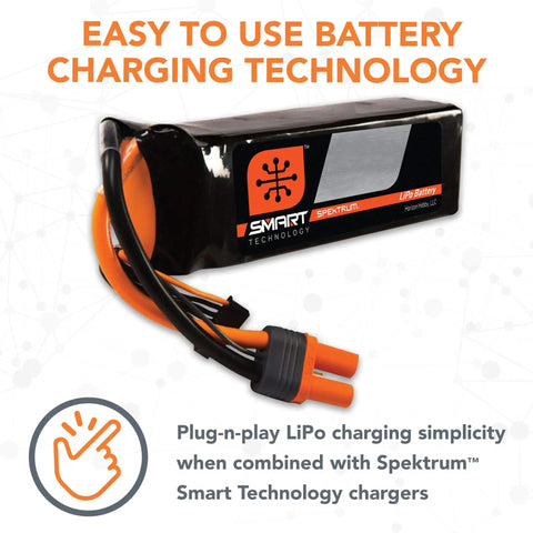 Smart RC Hobby-Grade LiPo Battery Pack 3200mAh 3S 11.1V 30C IC3 Connector, EC3 Compatible Black on white background