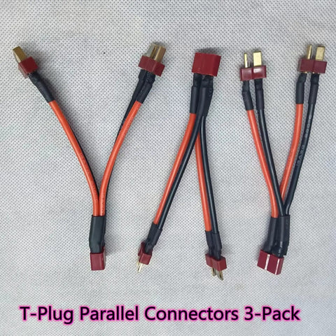 RC T Plug Parallel Connector Kit With 14 AWG 10cm Silicone Cord One Female To Two Male Battery Extension Cables Gold Plated