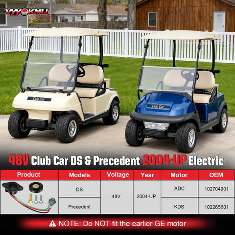 48V Club Car DS and Precedent golf carts showcasing speed sensor upgrade compatibility.