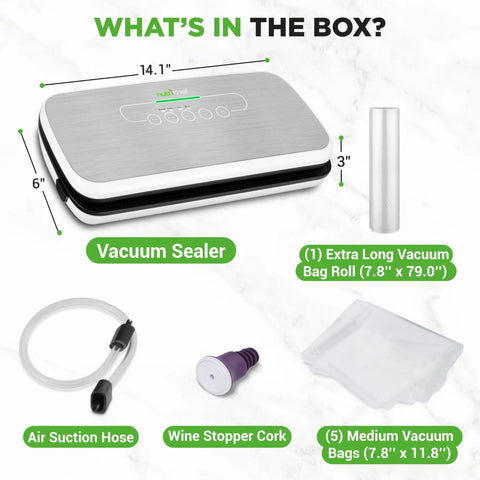 No Fuss Automatic Food Vacuum Sealer For Easy Meal Prep And Fresh Storage, Auto Air Sealing, accessories included