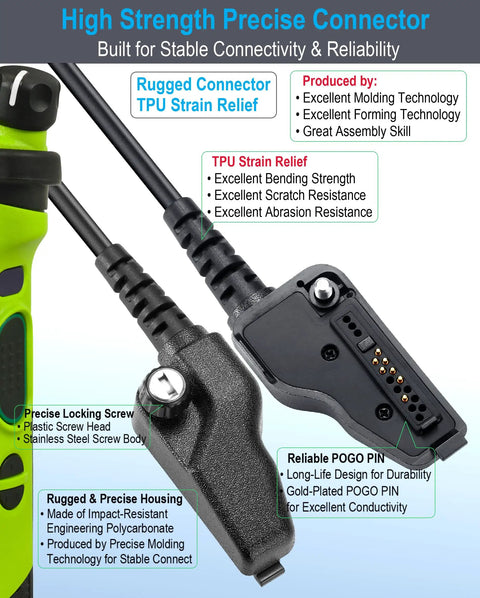 Top Notch Shoulder Microphone For Kenwood Radios, Works With NX And TK Series With Multi Pin Audio Connector details