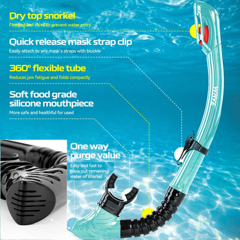 Myopia Friendly Dry Snorkel Gear With Detachable Camera Mount, Anti Fog Mask And Dry Top Snorkel, 180 Degree Panoramic View