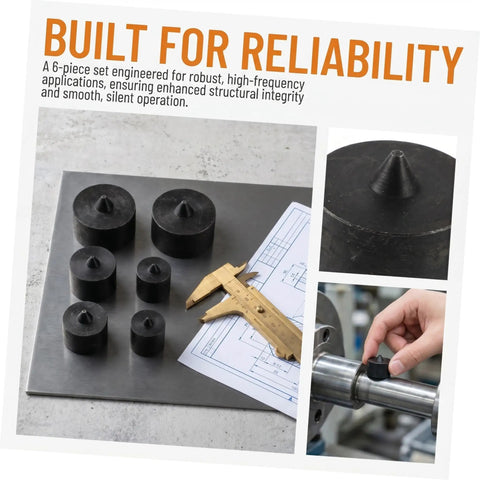 Premium Heavy Duty Machine Shaft End Protectors For Grip O Matic Pullers Reduce Noise Vibration Plus Industrial Spindle Caps on a work surface.