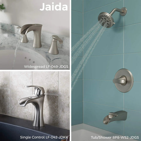 Jaida 8 Inch Widespread Bathroom Sink Faucet With Two Handles For 3 Hole Vanity Spot Defense Brushed Nickel Finish