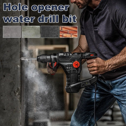Heavy Duty Hole Saw Kit With Carbide Tips For Drilling Concrete Stone And Masonry Bricks Featuring Long Lasting Tool Steel Build Perfect For Electrical Installations And Home Improvement Projects That Need Reliable Performance, 30mm hole opener in concrete wall