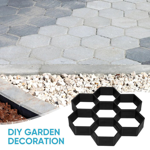 Hexagon Concrete Mold For DIY Pathway And Garden Walkway, 7.2 By 6.7 By 1.3 Inches, Reusable Stone Pavement Mold displayed on gravel