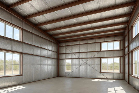 Heavy Duty Reflective Insulation Roll With Foam Core R17 Radiant Barrier 5mm thick 16 by 50 feet installed in warehouse