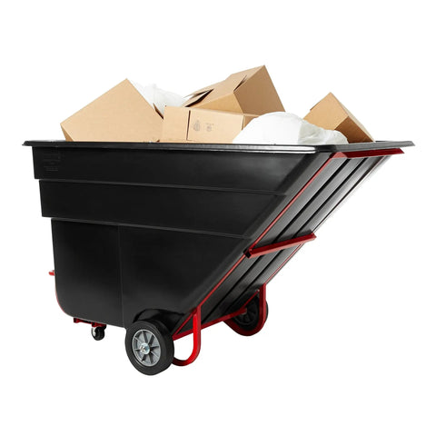 Heavy Duty HDPE Utility Cart With Steering Wheels And 1200 Pound Capacity Roll It Anywhere Without Breaking A Sweat loaded with boxes.