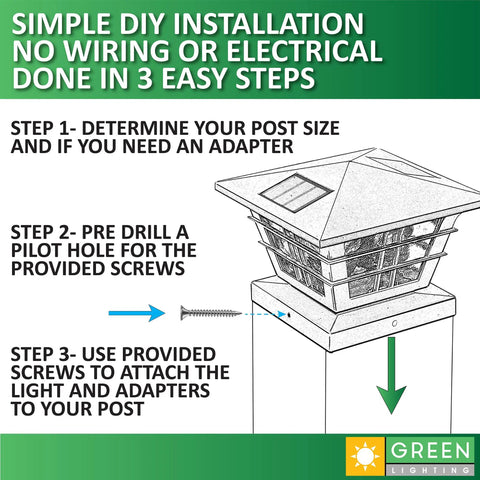 Cape Cod Solar Post Cap Lights for 4x4 Wood and 5x5 PVC Posts installation guide.