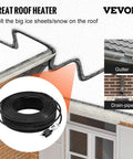 Self Regulating Pipe Heating Cable 100 Feet 5W Per Foot Heat Tape For Pipes Roof Snow Melting to beat the winter and deicing gutter freeze protection 120V keeps water flowing prevents ice dams and roof damage with gutter and drain-pipe setup