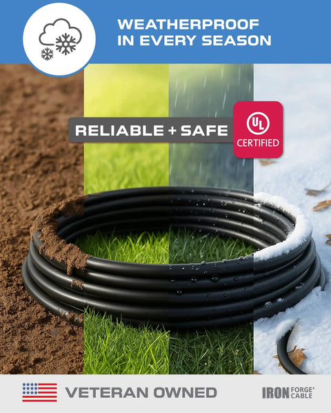 Black 50 Ft Outdoor Extension Cord 16 Gauge 3 Conductor Workhorse Quality in snow and grass, weatherproof and flexible