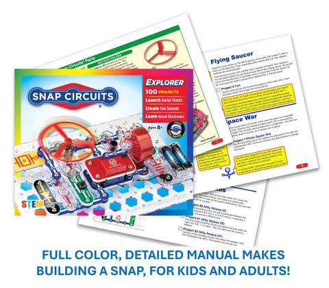 Electronics Exploration Kit With 100 Plus Projects And Full Color Project Manual, 28 Part Set box and project manual pages