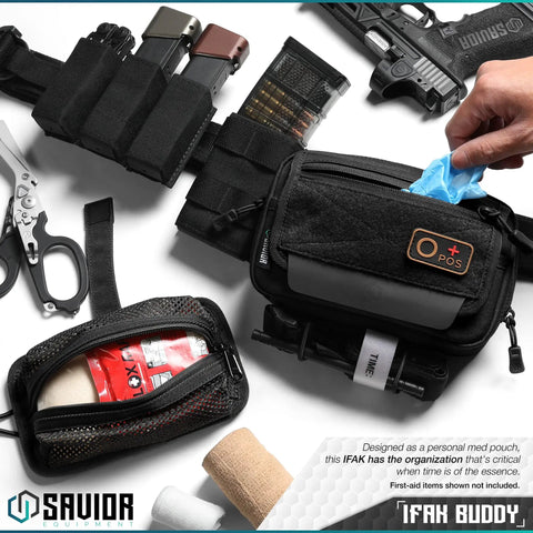 IFAK Buddy Tactical First Aid Kit With Rip Away Molle Pouch EDC Ready Medical Gear Organizer with medical supplies visible