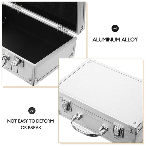 Hella Sturdy Aluminum Tool Case With Slick Carry Handle For General Hand Tools And Small Hardware Parts Sorting Organizer open showing black interior.