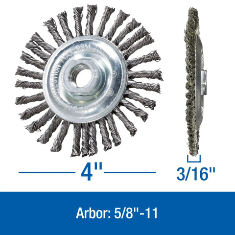 Six Inch Stringer Bead Wire Wheels Set For Angle Grinder Ten Pack With Three Sixteenths Inch Wheel Width And Five Eighths Inch Arbor.