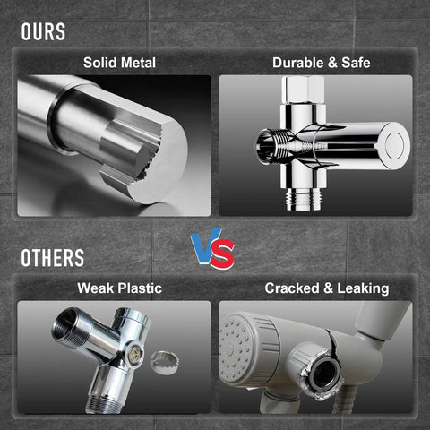 Top Tier 10 Inch Rain Shower Head With Slick Handheld Duo Delivering Heavy Duty High Pressure Kick And Five Smooth Chill Modes For Luxury Bathroom Vibes comparison of solid metal and weak plastic components