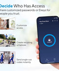 App displaying locked status of Keyless Front Door Smart Lock With WiFi Bridge 5 In 1 Entry, custom access options shown