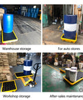 Stackable Drum Spill Pallet With Drain For Garage And Workshop Yellow Heavy Duty Containment Tray in warehouse and workshop settings