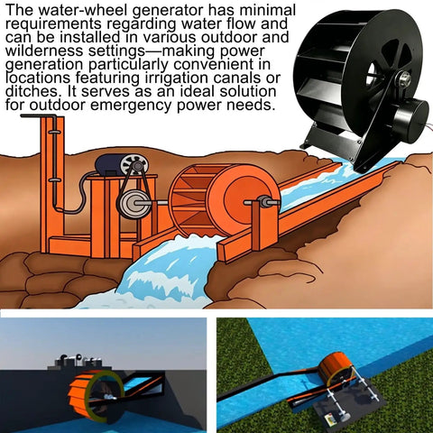 Low Speed Waterwheel Hydro Turbine Generator For Off Grid Power, compact orange water wheel system diagram installation
