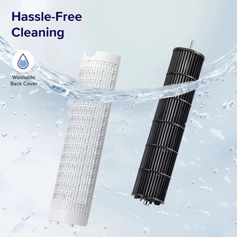 Beat The Summer Heat With This Whisper Quiet Bladeless Tower Fan Serving Smooth 90 Degree Oscillating Airflow, Slim Remote, Five Fast Speeds, Long Countdown Timer, Smart Bedroom Home Heating Cooling Essential, featuring washable filters.