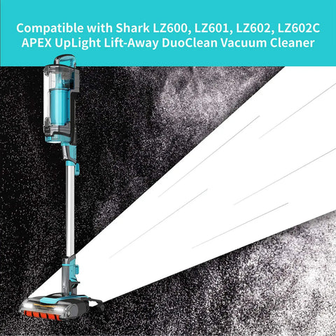 Side view of Lift Away DuoClean Vacuum Cleaner LZ600 Series with compatible replacement filter and brush roll kit in action
